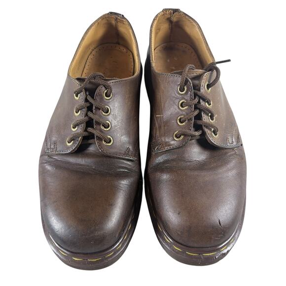 Vtg 90’s Dr Martens Shoes Brown Leather 4 Eye Oxford Grunge England UK 8 US 9 - Picture 1 of 13